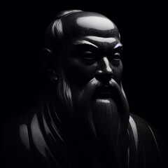 Classical Heritage: The Intellectual Thinker Mencius in Marble. Generative AI