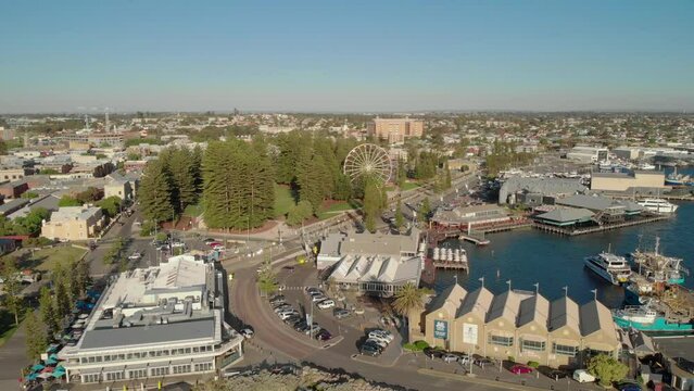 Aerial Footage Fremantle Port Bathers Beach Western Australia Sunset