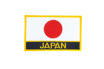 Japanese Fabric Uniform Flag Patch Isolated on White Background