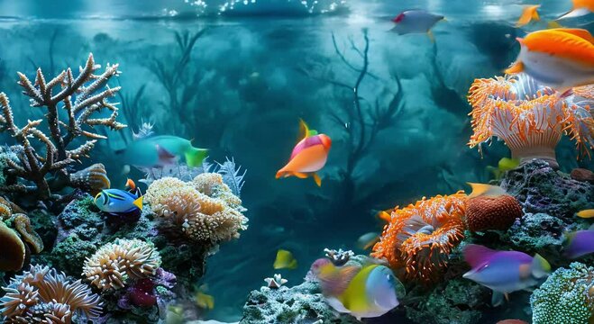 illustration of coral reefs on the seabed