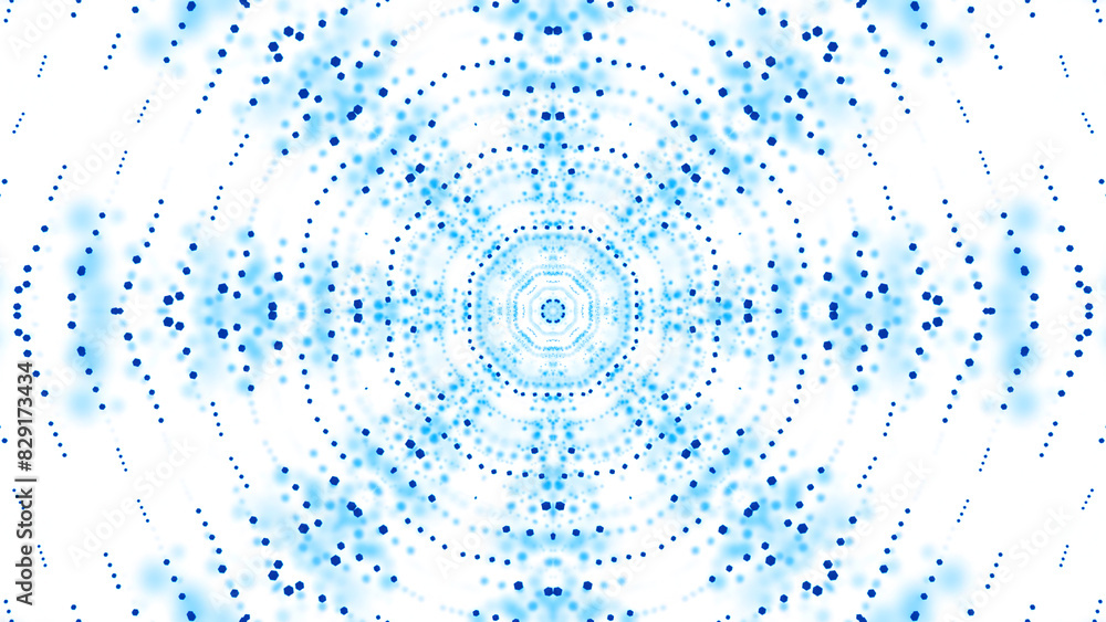 Poster hypnotic circular pattern moving from dots. design. dots move in geometrically circular pattern. kal