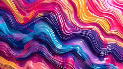 Fototapeta premium Psychedelic glitch backdrop with waves of distorted multicolor stripes