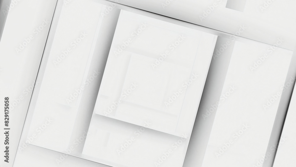 Poster Rotating animation with endless squares. Motion. Abstract hypnotic tunnel of white squares. Squares move in illusory rotation with change in shadow
