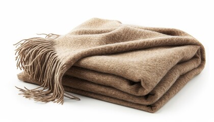 Beige and brown wool fabric for house design isolated on white