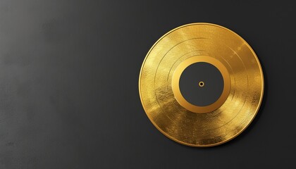 Black isolated gold record music disc award