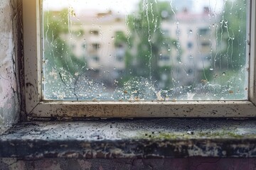 Black mold growing on windowsill due to condensation