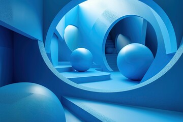3D abstract shapes creating a sense of depth