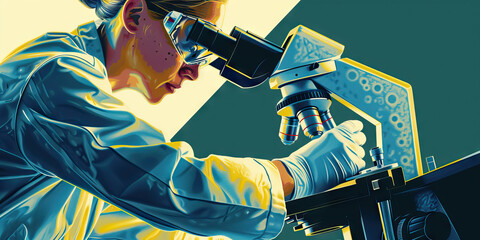 A scientist carefully studies a microscope, fascinated by the tiny worlds within their reach