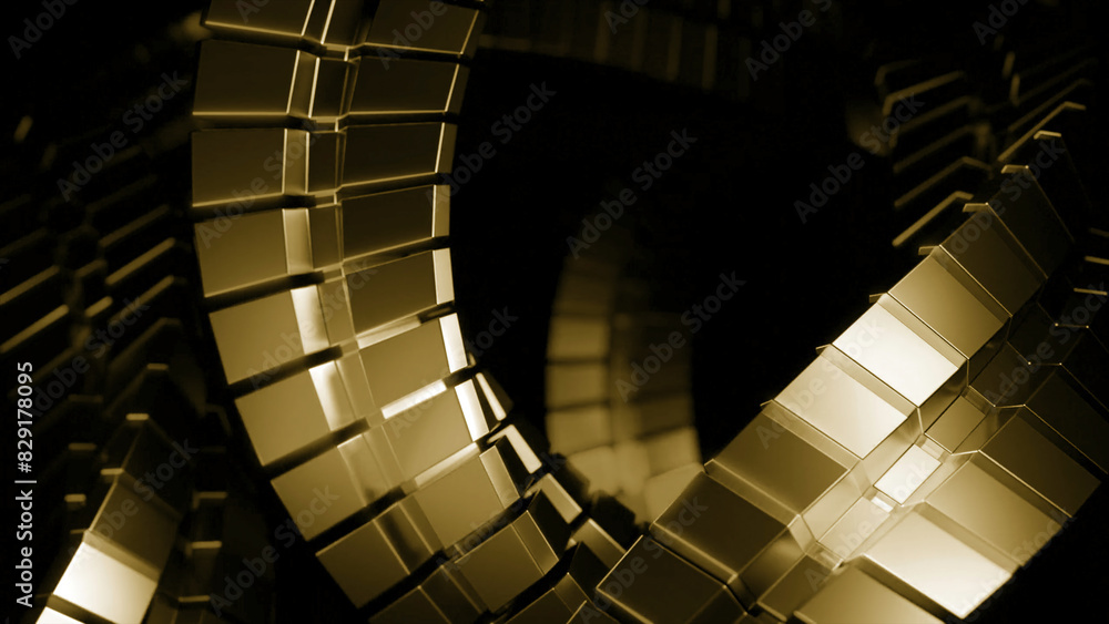Poster rotating metal lines in twisted spiral. design. 3d spiral with metal carved lines in rotation. metal