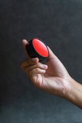 Red Oil-Based Pomade Container Mock-up with Gray Background