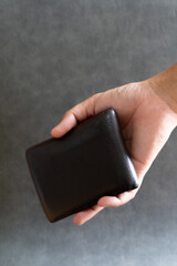 Handheld Wallet Mock-up with Gray Background