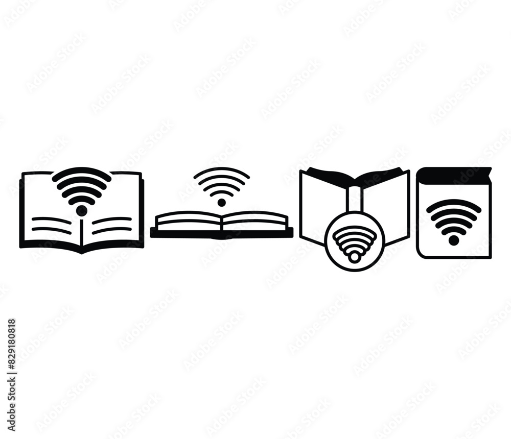 Poster wireless book icons symbol vector design simple flat illustration collections sets isolated
