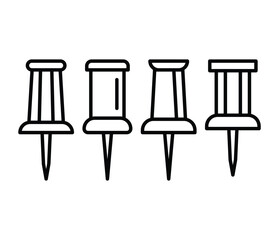 push pin icons symbol vector design simple line black white illustration templates collections sets