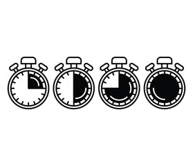 timer stopwatch clock icons symbol black white simple illustration collections templates sets isolated