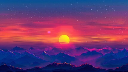 Fototapeta premium Breathtaking sunset floods the sky with vivid, dramatic hues.