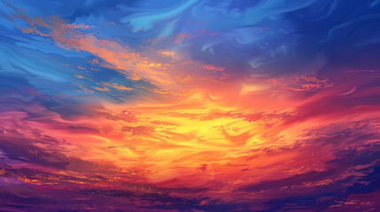 Obraz premium Breathtaking sunset floods the sky with vivid, dramatic hues.