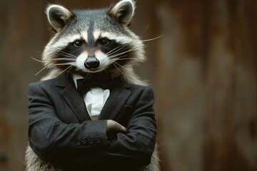 Elegant Raccoon in Suit Posing with Style