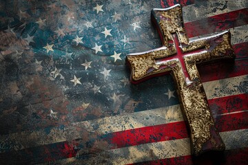 American flag with a Christian cross