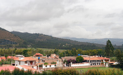 Partial view of old houses in rural area in Latin America. Iza - Boyaca