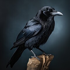 crow bird isolated on a black background 