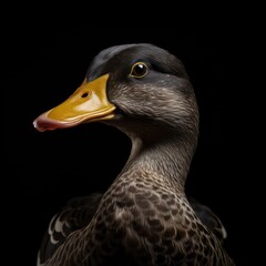 duck head isolated on a black background
