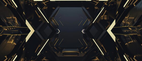 high-tech futuristic wallpaper in dark colors and details in gold