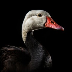 goose isolated on a black background 
