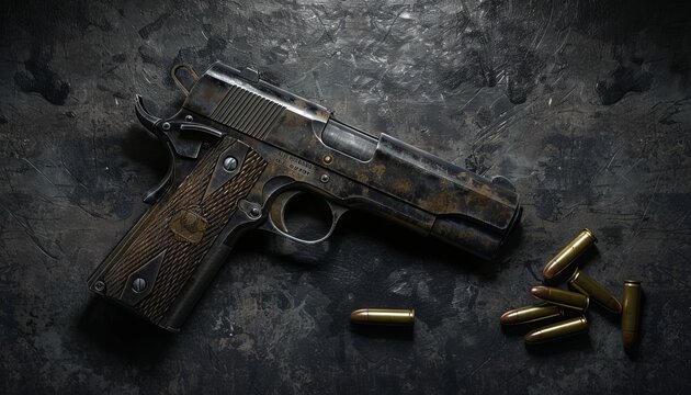 Dark background gun with ammo