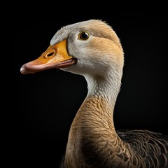 goose isolated on a black background 