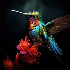 humming bird isolated on a black background
