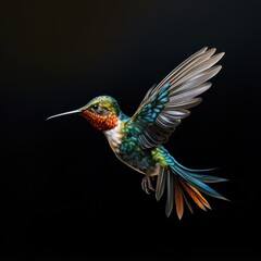 humming bird isolated on a black background