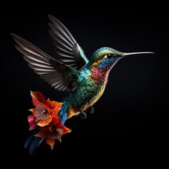 humming bird isolated on a black background