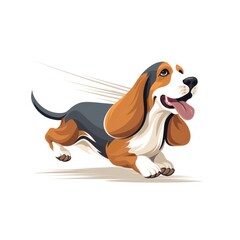 illustration of a basset hound dog race on a white background