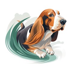 illustration of a basset hound dog race on a white background
