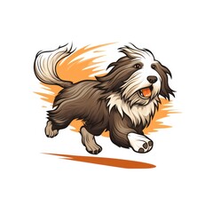 illustration of a bearded collie dog race on a white background