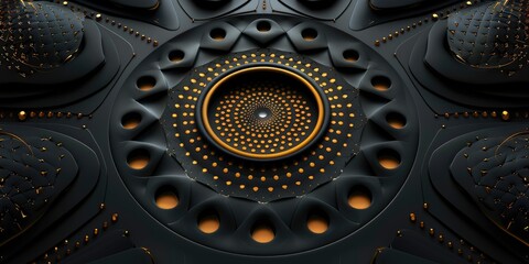 Obraz premium Abstract geometric design with intricate patterns and golden accents in the center