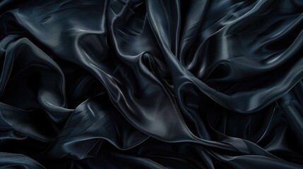 Fototapeta premium Texture of black silk fabric in high definition