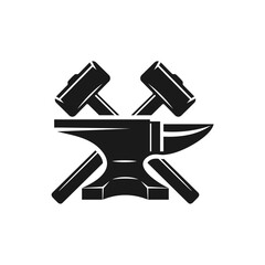 anvil and crossed hammers icon vector