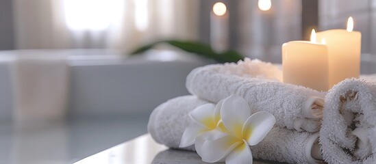 Spa Bathroom Setting with Aromatherapy Candles