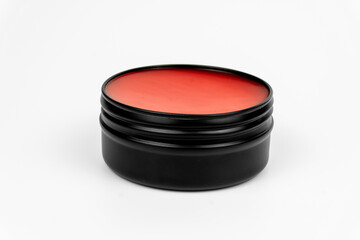 Red Oil-Based Pomade Container Mock-up with White Background