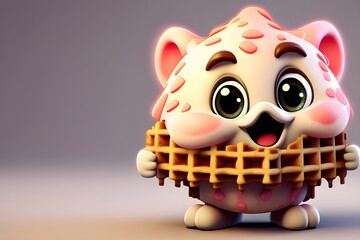 cute cartoon waffle character