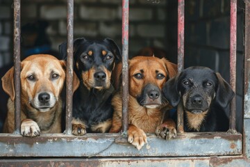 Homeless dogs in the shelter