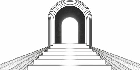 Intricate Line Art of Archway with Light