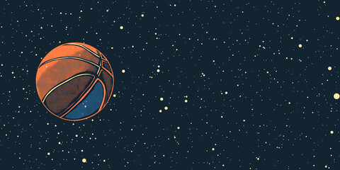 Obraz premium Basketball Floating in Space