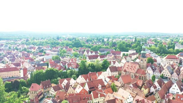 Aerial view of Lauf an der Pegnitz with a view of the historic old town. Lauf an der Pegnitz, Middle Franconia, Bavaria, Germany, Europe
