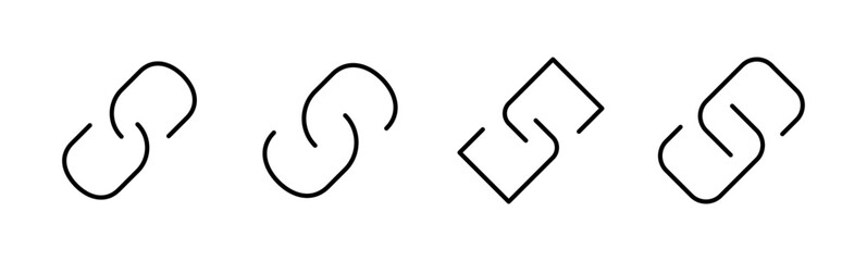 Link icon set. Hyperlink chain symbol.
