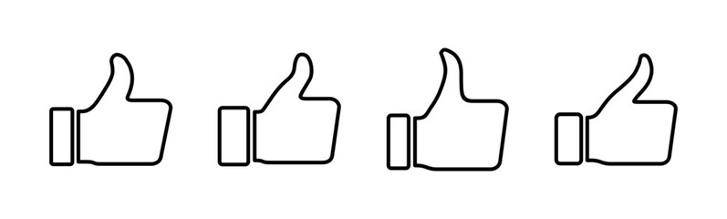 Thumbs up icon set. Hand like. Like icon vector.