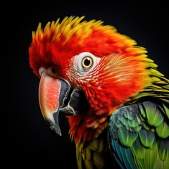 parrot isolated on a black background 
