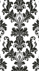 Elegant Damask Patterns in Monochrome Tones on Serene Background