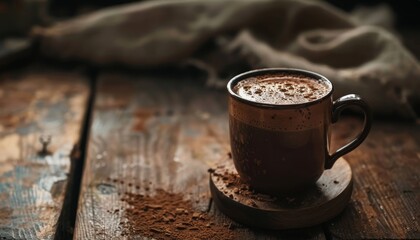 Hot cocoa on wooden table